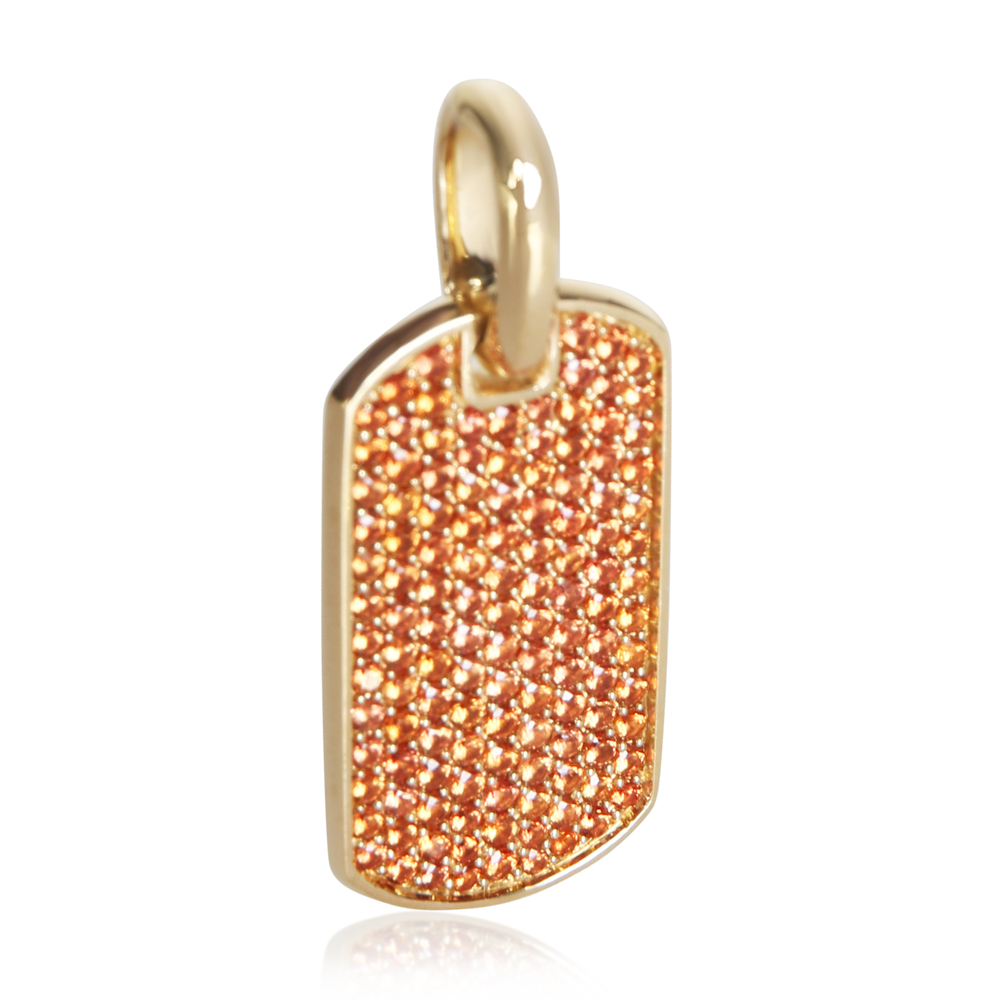 David Yurman Yellow Gold Sapphire 27mm Chevron Tag Pendant